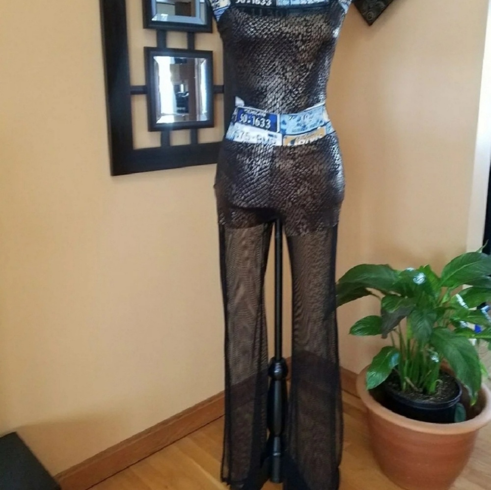 BLACK & BRONZE SEXY FISHNET PANTS CLUB OUTFIT!